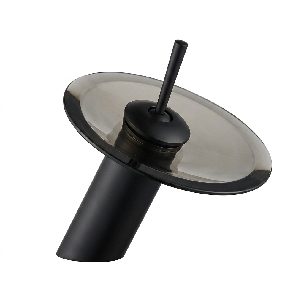 Torneira Cascata de Vidro e Metal Cromado para Banheiro Furo Unico Laton Soleil