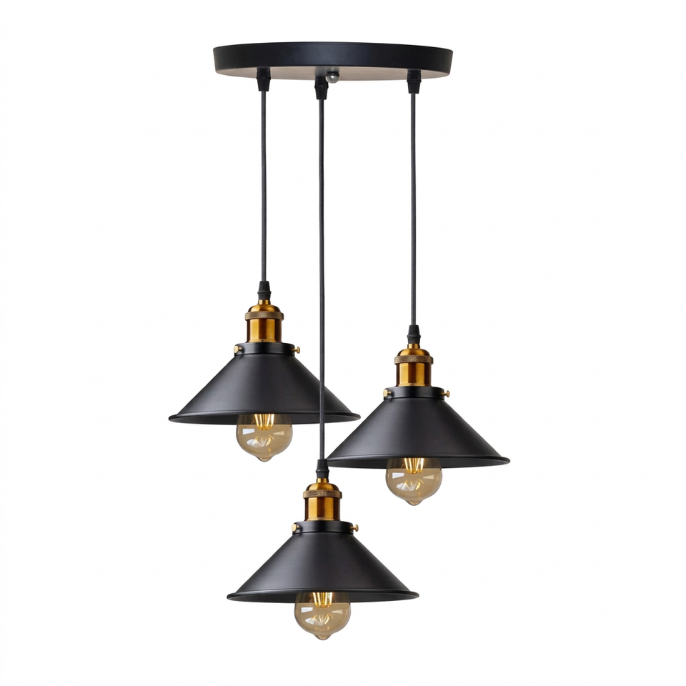 Luminaria Pendente Industrial Retro em Ferro com Pintura Eletrostatica Soquete E27 Bivolt Forge