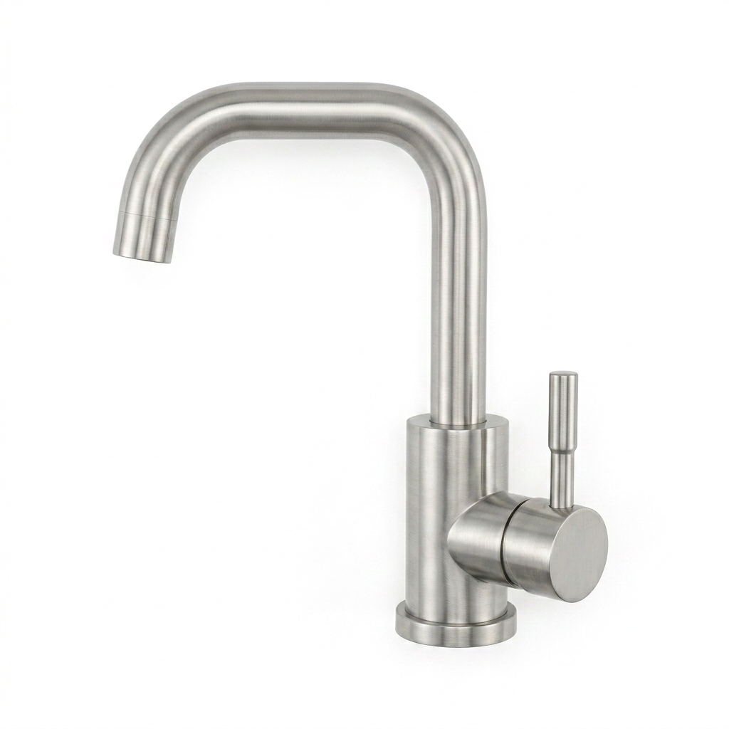 Torneira Misturador Monocomando Aco Inox 304 Acabamento Escovado para Banheiro Leva