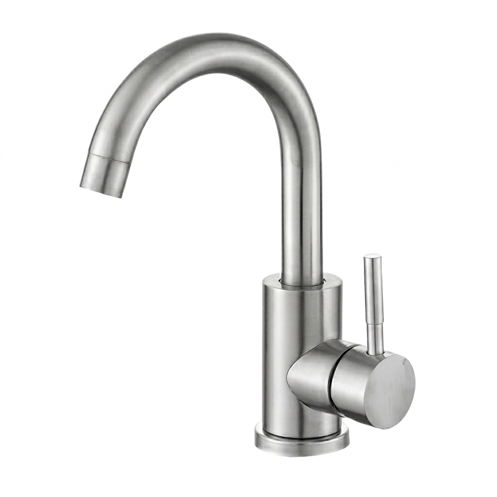 Torneira Misturador Monocomando Aco Inox 304 Acabamento Escovado para Banheiro Leva
