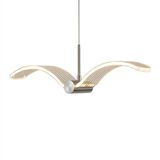 Luminaria Pendente LED Gaivota Acrilico Fosco Aluminio Dourado Bivolt 43cm SkyWings