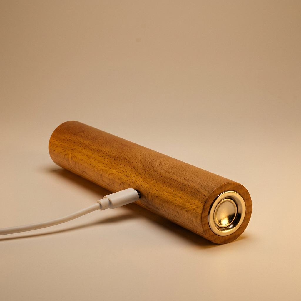 Luminaria de Parede LED Madeira de Faia Recarregavel USB com Toque Coluna Miabeli