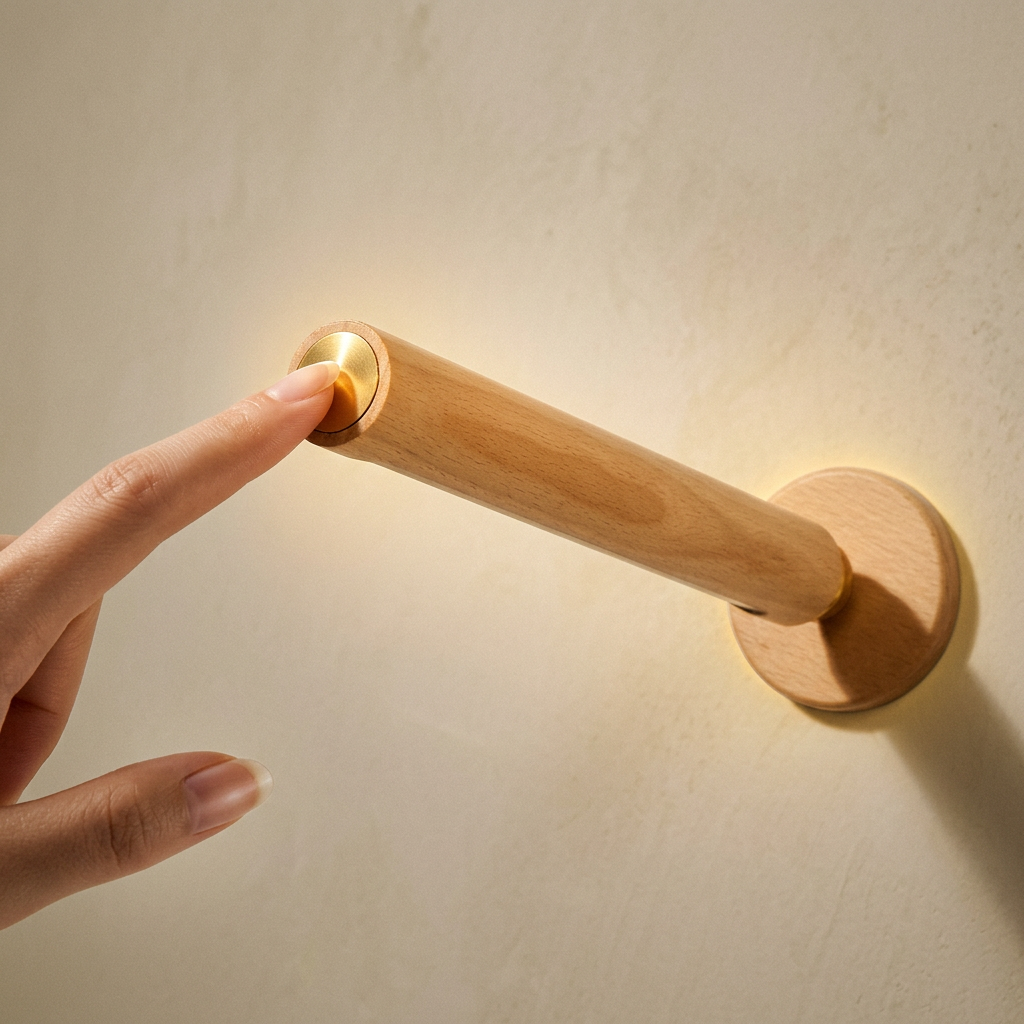 Luminaria de Parede LED Madeira de Faia Recarregavel USB com Toque Coluna Miabeli