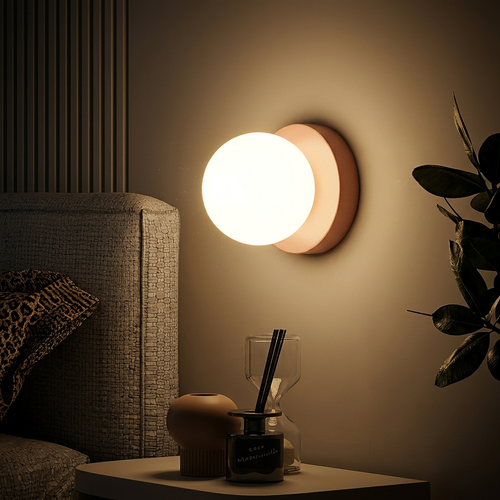 Arandela LED Minimalista Globo de Vidro Colorido para Parede Bivolt Solei