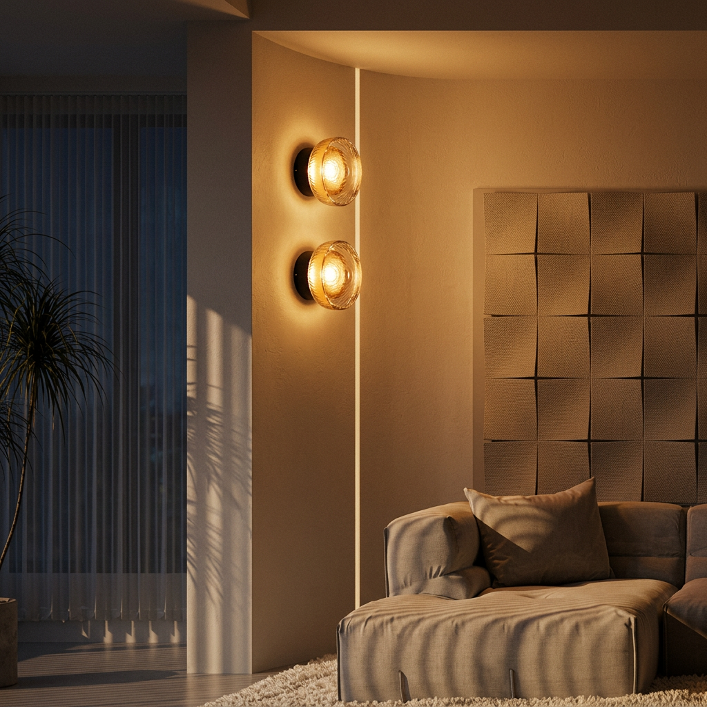 Arandela de Parede LED Redonda Metal e Vidro Organico Bivolt Solenne