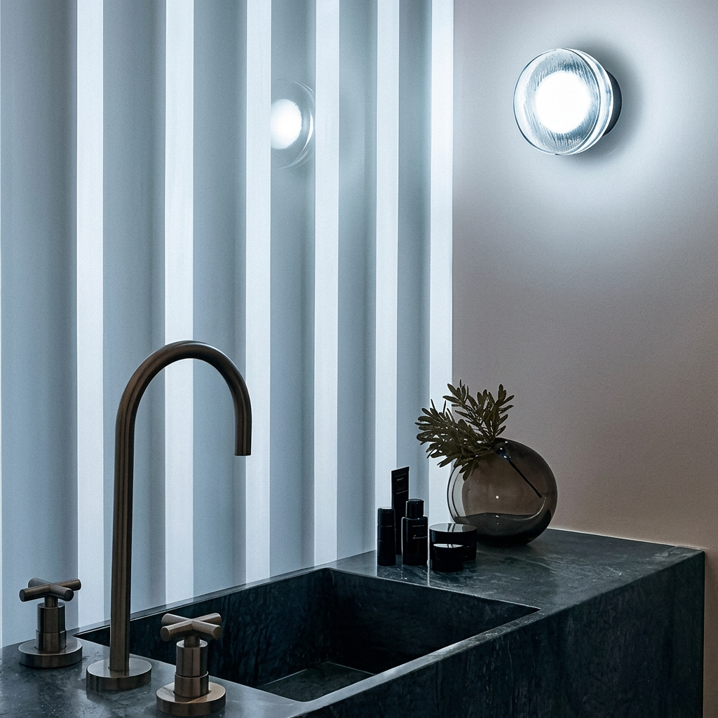 Arandela de Parede LED Redonda Metal e Vidro Organico Bivolt Solenne