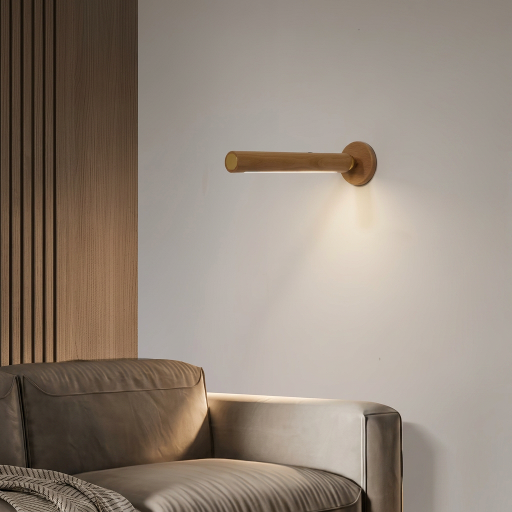 Luminaria de Parede LED Madeira de Faia Recarregavel USB com Toque Coluna Miabeli