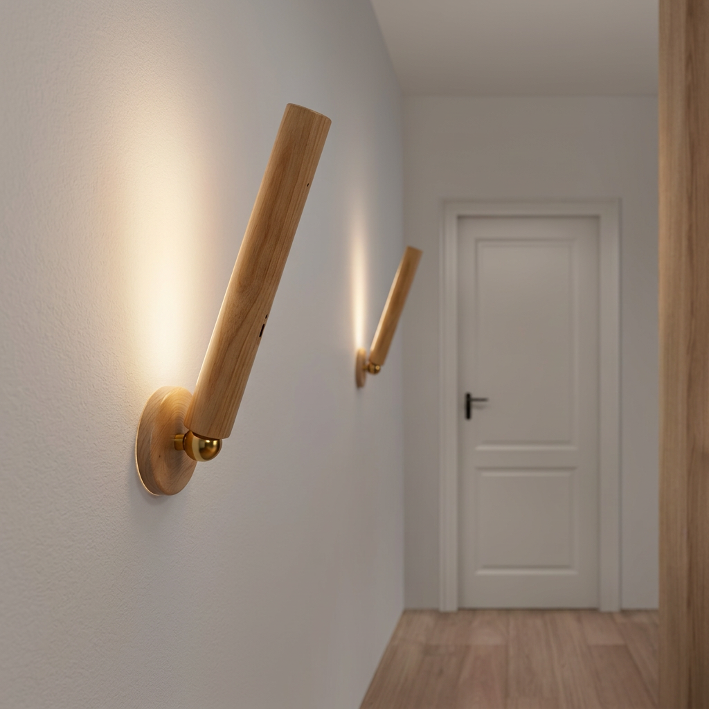Luminaria de Parede LED Madeira de Faia Recarregavel USB com Toque Coluna Miabeli