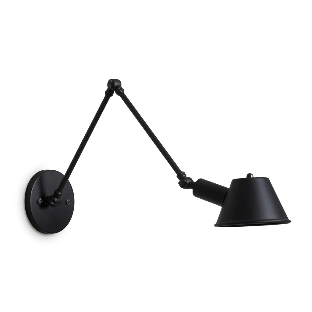 Arandela de Parede Articulada Braço Longo 40cm Industrial Ferro Atelier