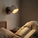 Arandela de Parede Articulada Wabi Sabi Travertino e Madeira LED Âmbar