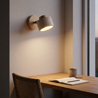 Arandela de Parede Articulada Wabi Sabi Travertino e Madeira LED Âmbar