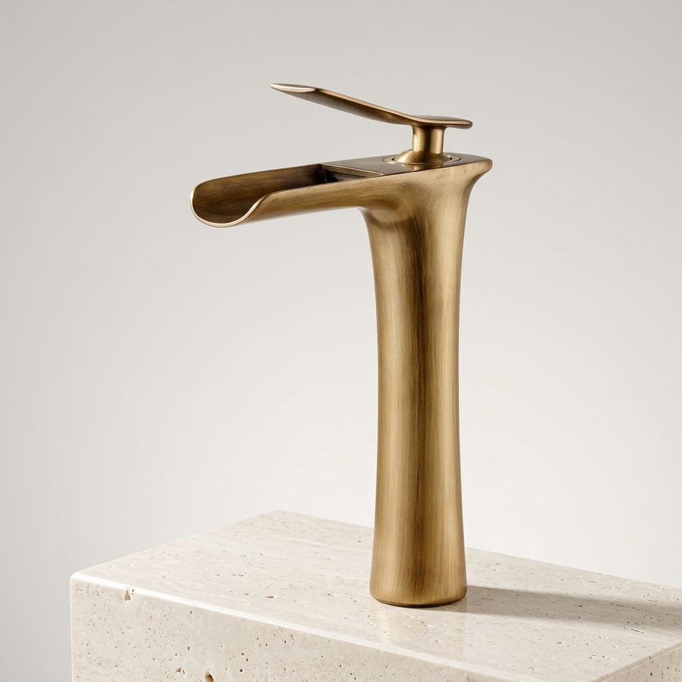 Torneira Cascata para Banheiro Monocomando com Valvula Ceramica em Metal Elegance