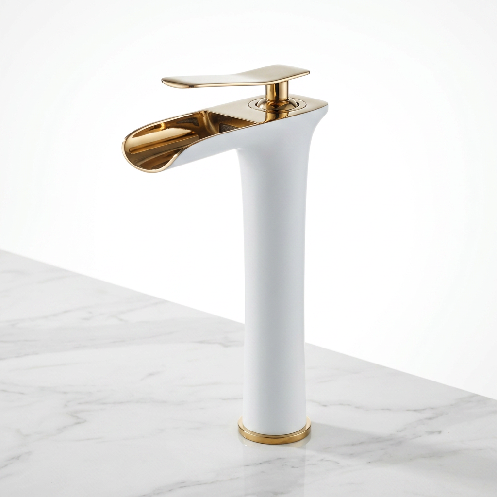 Torneira Cascata para Banheiro Monocomando com Valvula Ceramica em Metal Elegance