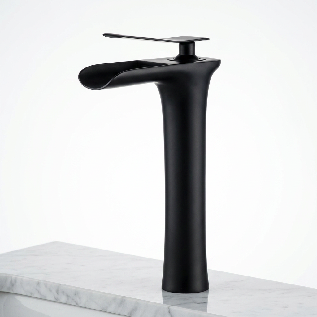 Torneira Cascata para Banheiro Monocomando com Valvula Ceramica em Metal Elegance