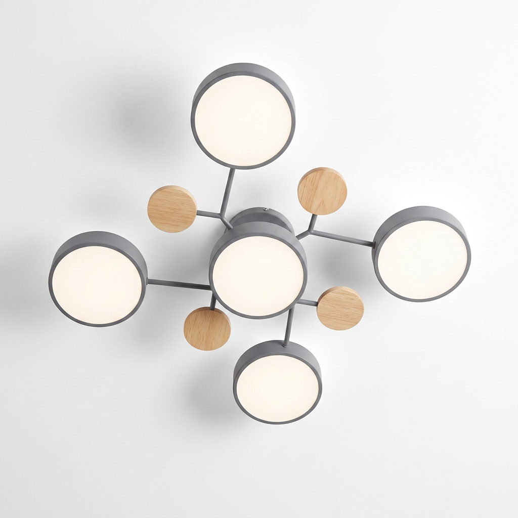Lustre LED Teto Moderno 48W AC220V Regulavel 3 Tons de Luz Flush Mount Aluminio Velato