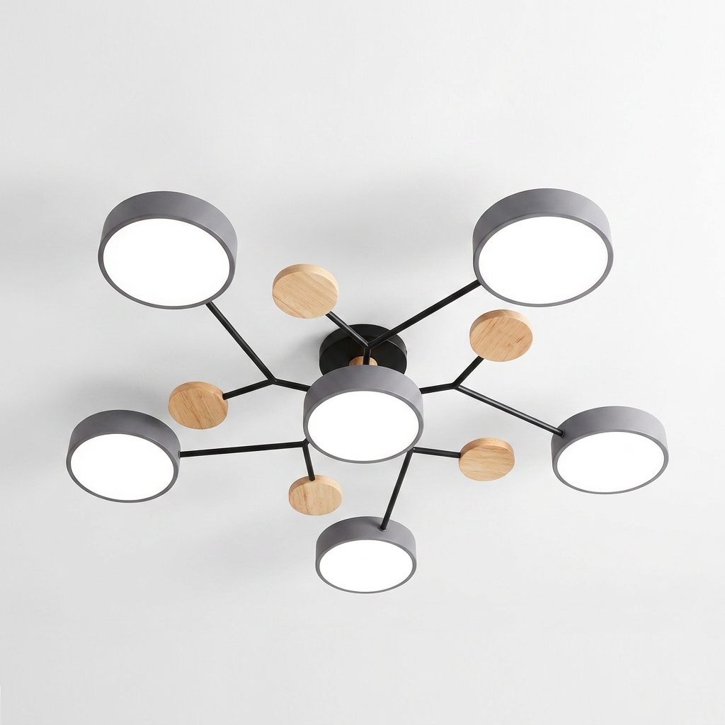 Lustre LED Teto Moderno 48W AC220V Regulavel 3 Tons de Luz Flush Mount Aluminio Velato