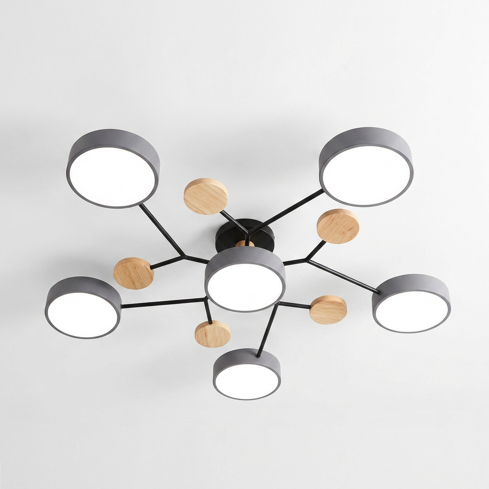 Lustre LED Teto Moderno 48W AC220V Regulavel 3 Tons de Luz Flush Mount Aluminio Velato