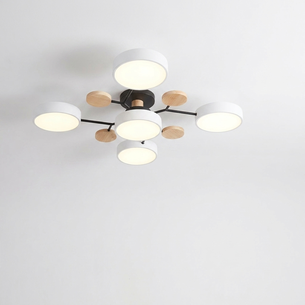 Lustre LED Teto Moderno 48W AC220V Regulavel 3 Tons de Luz Flush Mount Aluminio Velato