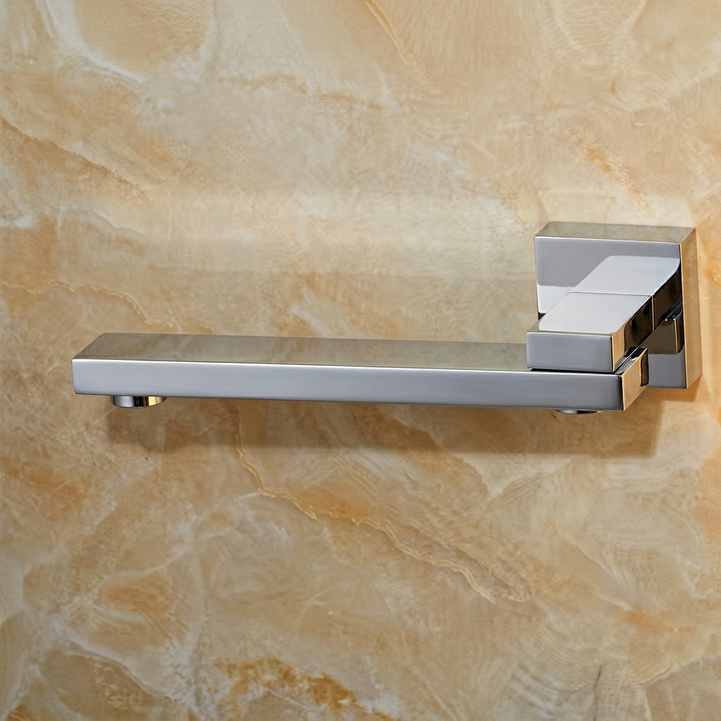 Torneira de Parede com Misturador para Banheiro Agua Quente e Fria 21,5cm Valvula Ceramica Bico Giratório 360 Visen
