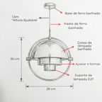 Pendente Art Deco Ajustável 4 Formas