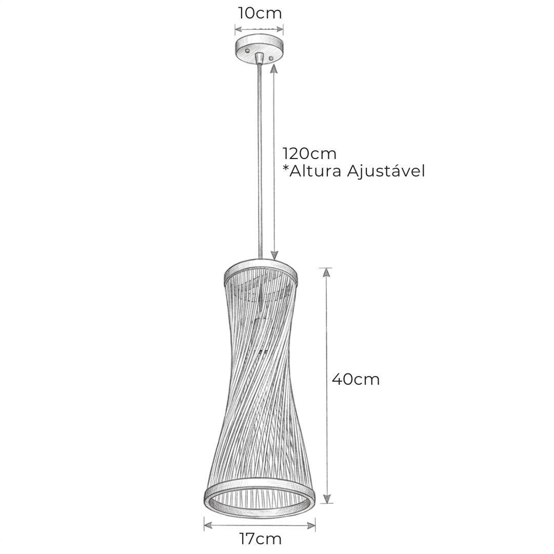 Pendente Bambu Ampulheta Artesanal 40cm