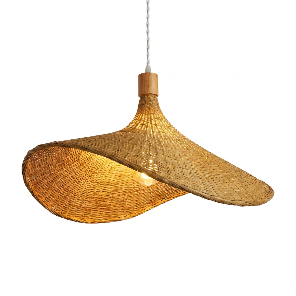 Pendente Bambu Chapéu Cônico Artesanal 30cm
