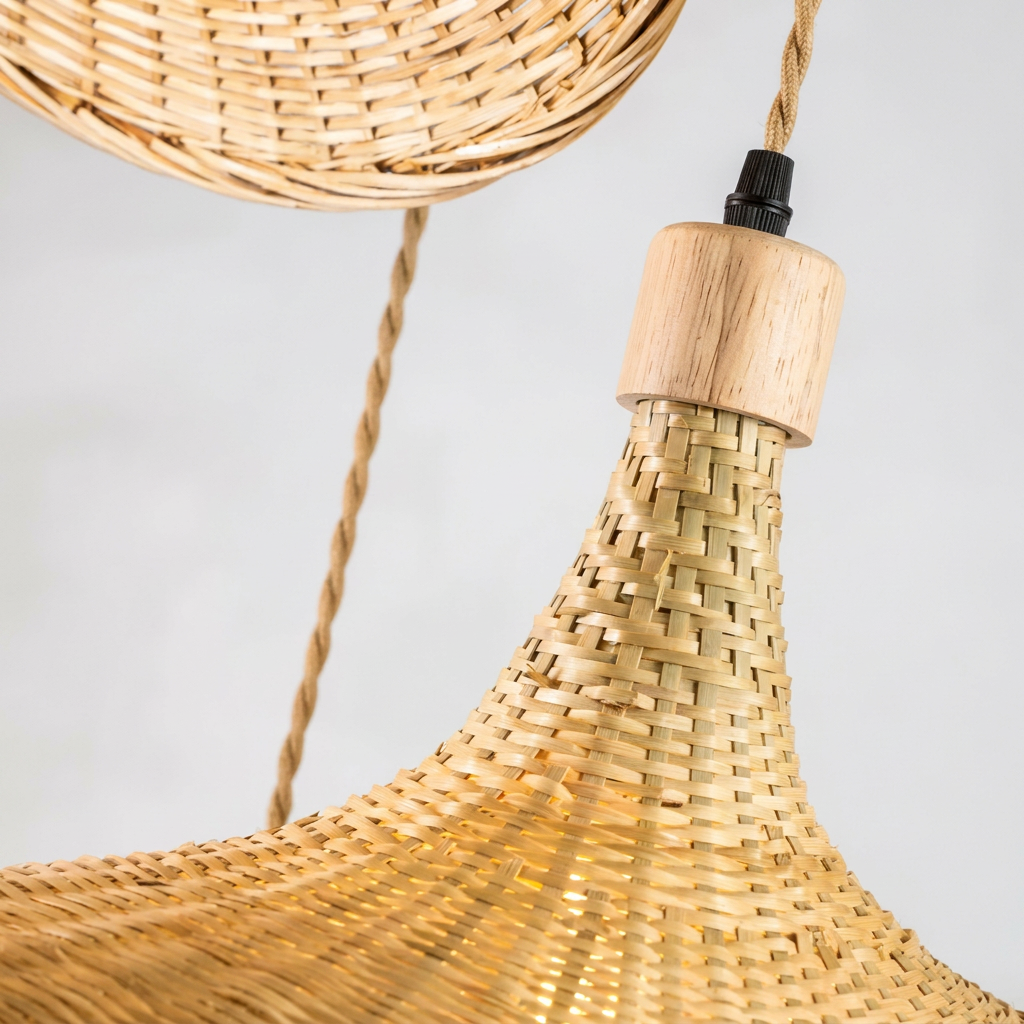 Pendente Bambu Chapéu Cônico Artesanal 30cm