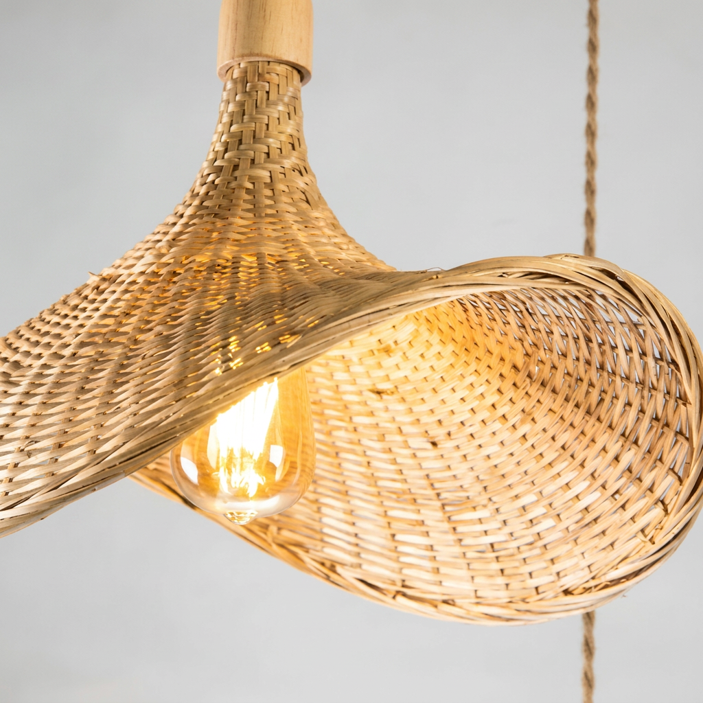 Pendente Bambu Chapéu Cônico Artesanal 30cm