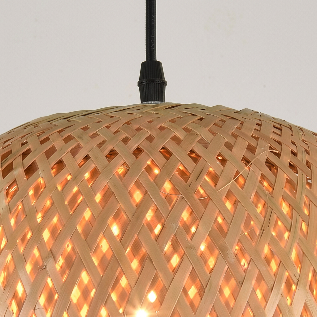 Pendente Bambu Cúpula Trançado 26cm