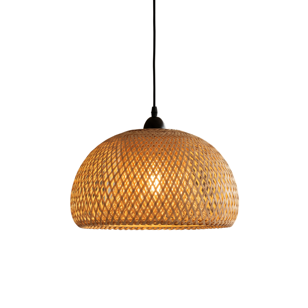 Pendente Bambu Cúpula Trançado 26cm