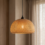 Pendente Bambu Cúpula Trançado 26cm