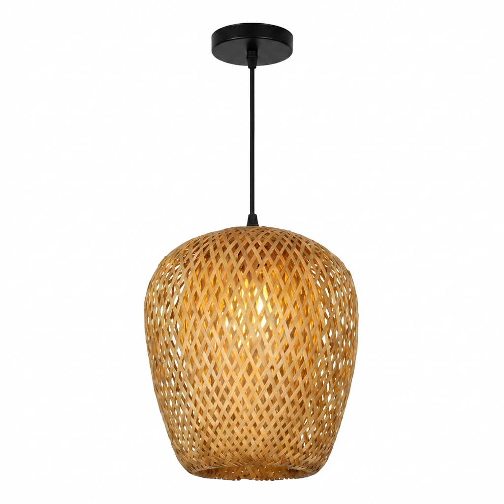 Pendente Bambu Lanterna Oval Fechada 22cm