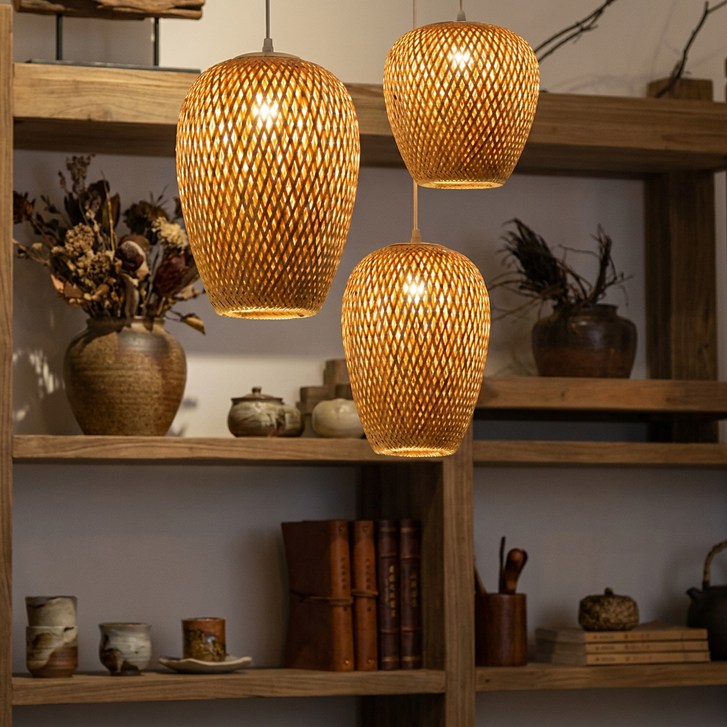 Pendente Bambu Lanterna Oval Fechada 22cm