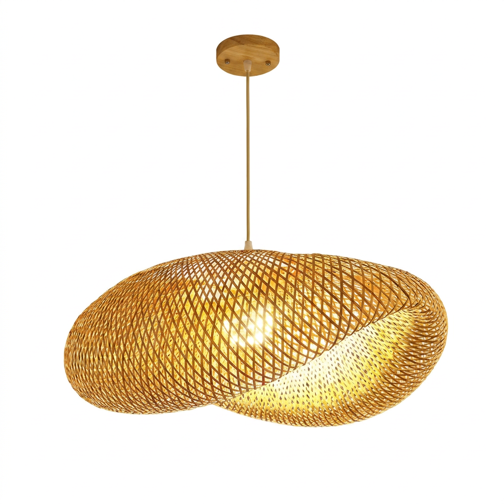 Pendente Bambu Trançado Ondulado 36cm