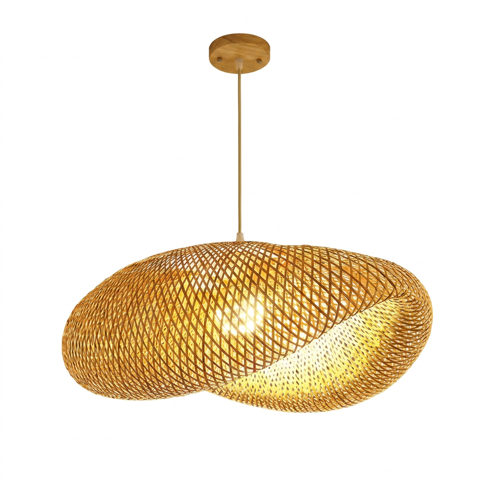 Pendente Bambu Trançado Ondulado 36cm
