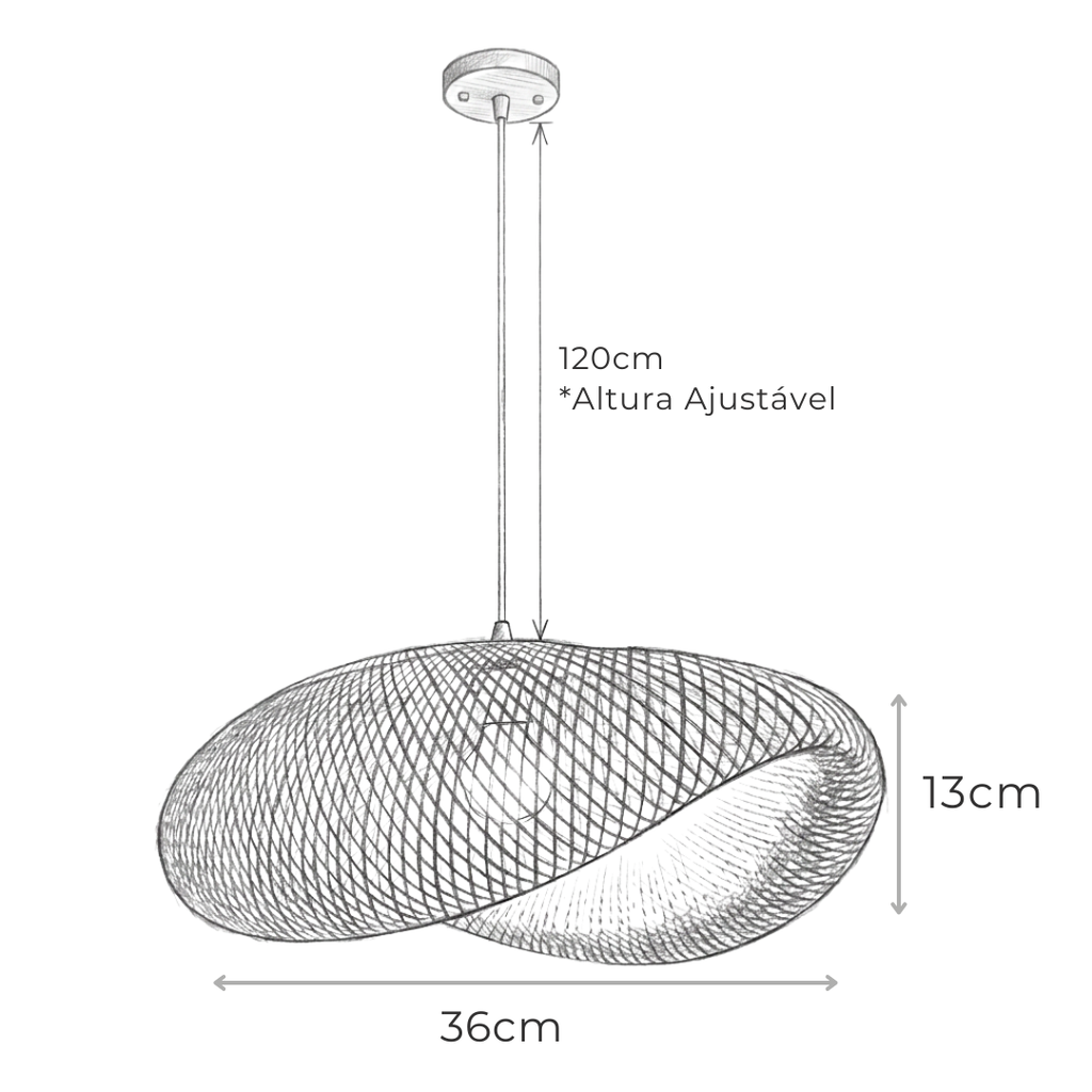 Pendente Bambu Trançado Ondulado 36cm