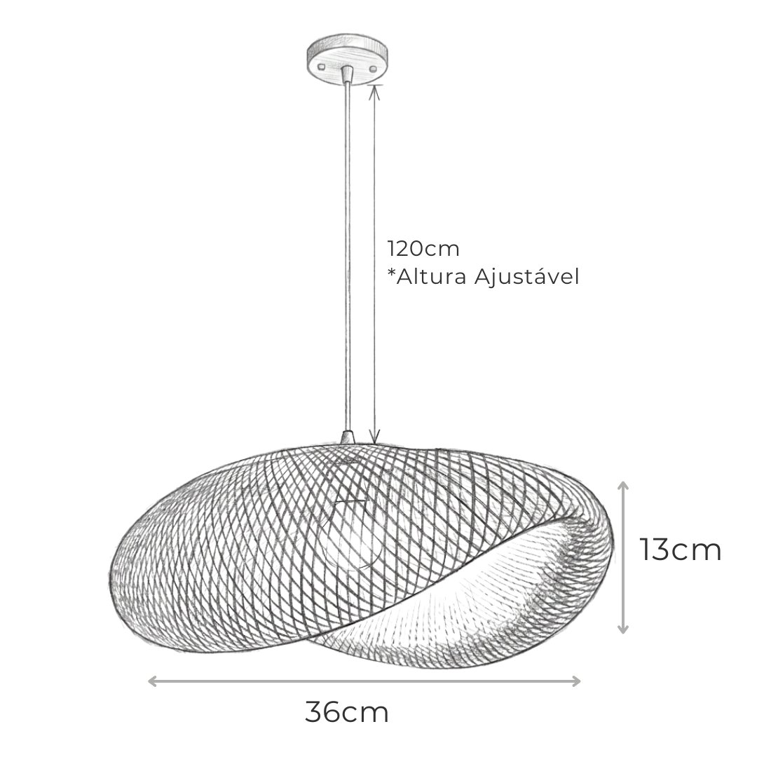 Pendente Bambu Trançado Ondulado 36cm
