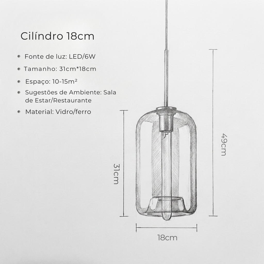Pendente Nórdico em Vidro Cognac