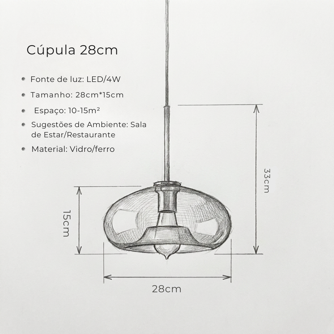 Pendente Nórdico em Vidro Cognac