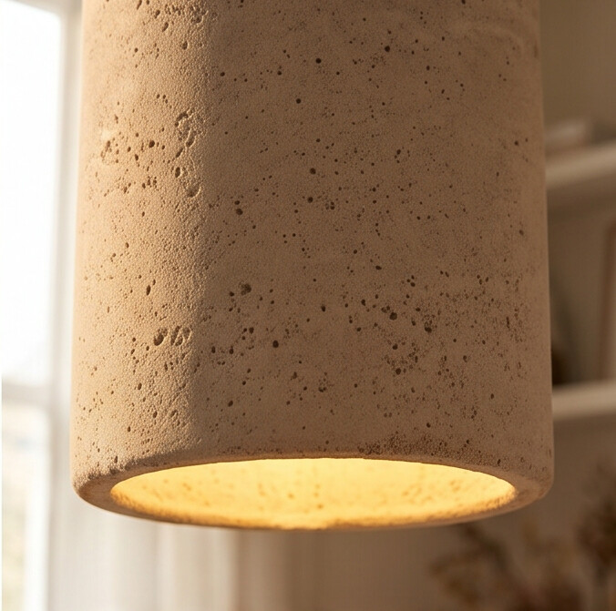 Pendente Wabi Sabi Pedra Natural com Topo em Madeira
