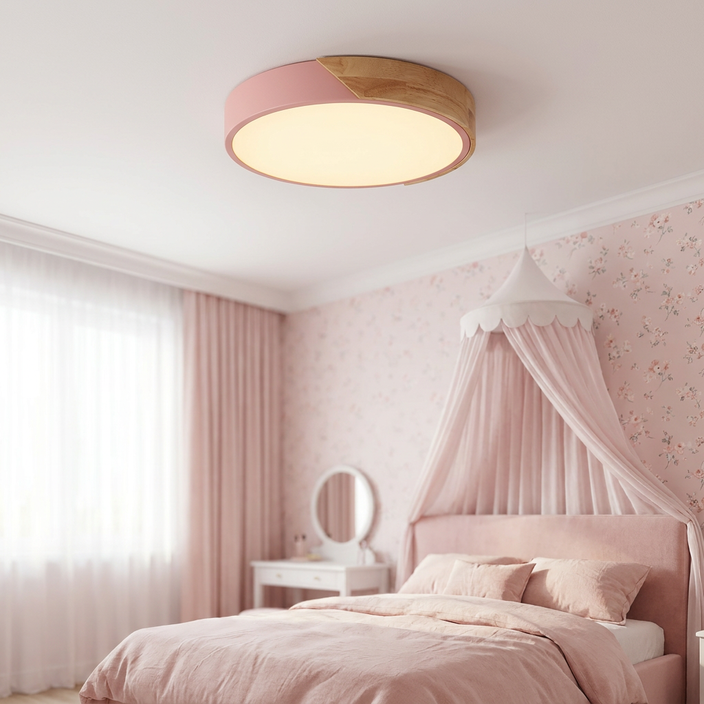 Plafon de Teto Zenith LED Ultrafino Dimerizável Madeira