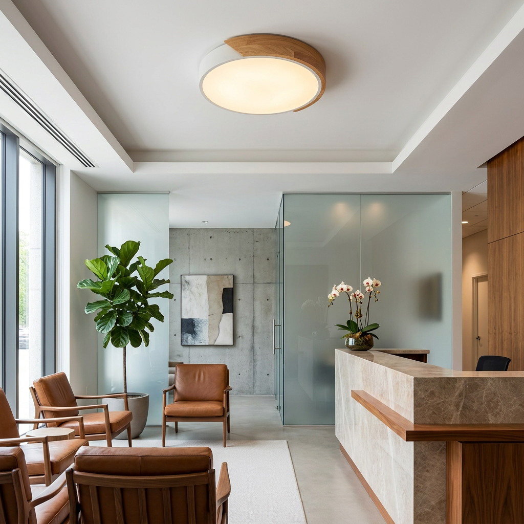 Plafon de Teto Zenith LED Ultrafino Dimerizável Madeira
