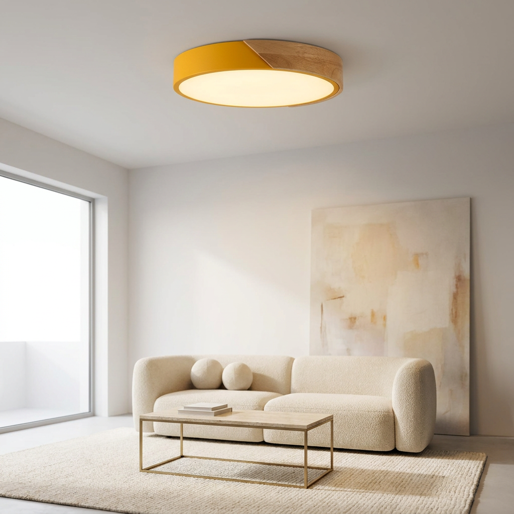 Plafon de Teto Zenith LED Ultrafino Dimerizável Madeira