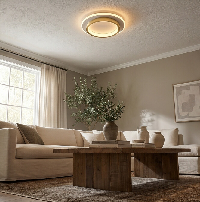 Plafon LED Ring Minimalista Dourado