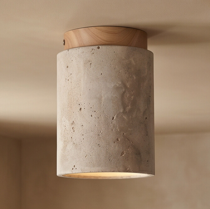 Plafon Travertino Wabi-Sabi com Madeira