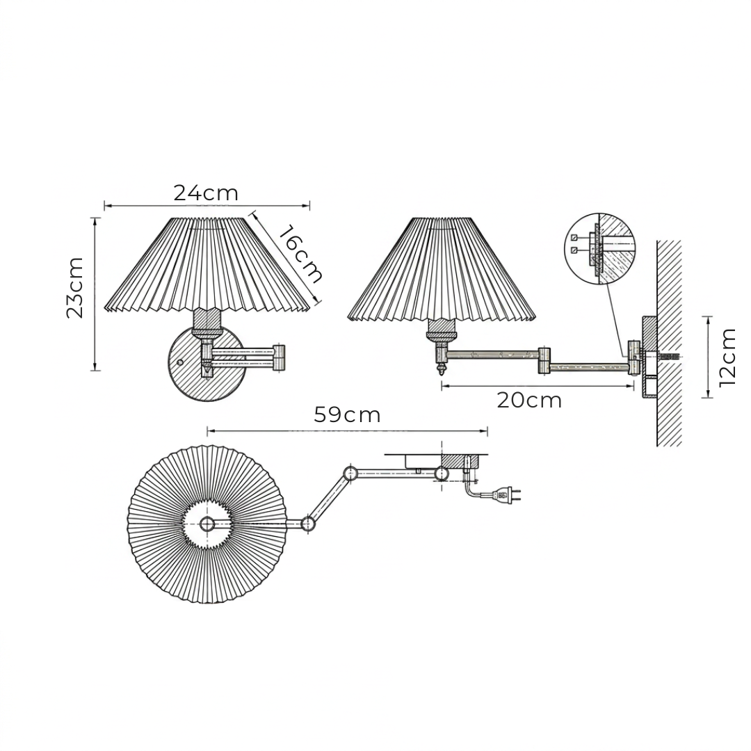 Arandela de Parede Lumi Swing Articulada com Cúpula